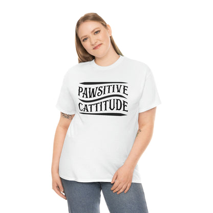 Pawsitive Cattitude - Unisex Heavy Cotton Tee