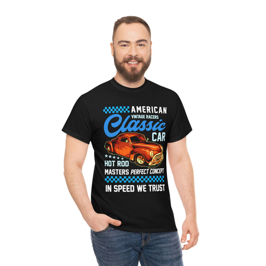 American Vintage Racers Classic Car - Unisex Heavy Cotton Tee