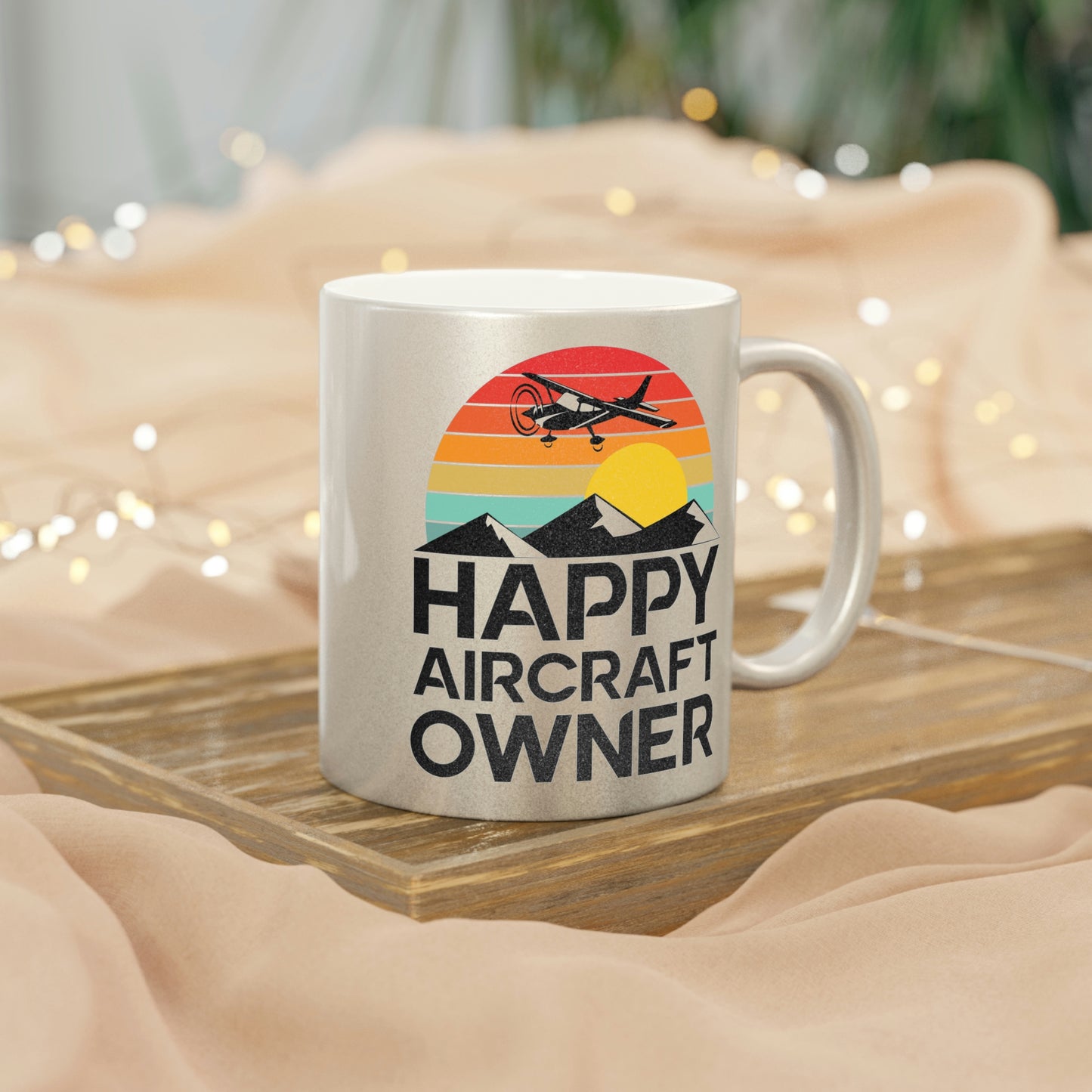 Happy Aircraft Owner - Retro - Metallic Mug (Silver\Gold)