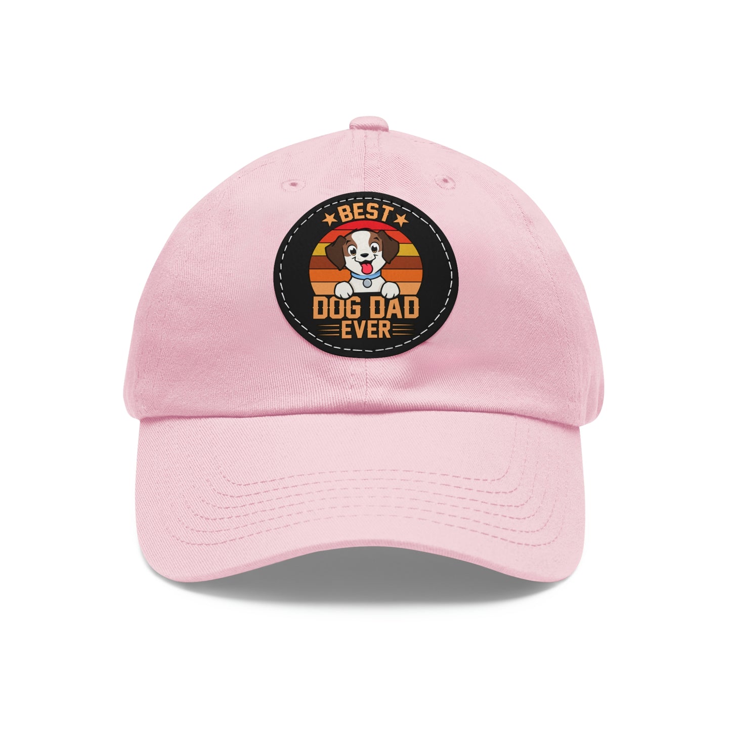 Best Dog Dad Ever - Circle - Dad Hat with Leather Patch (Round)