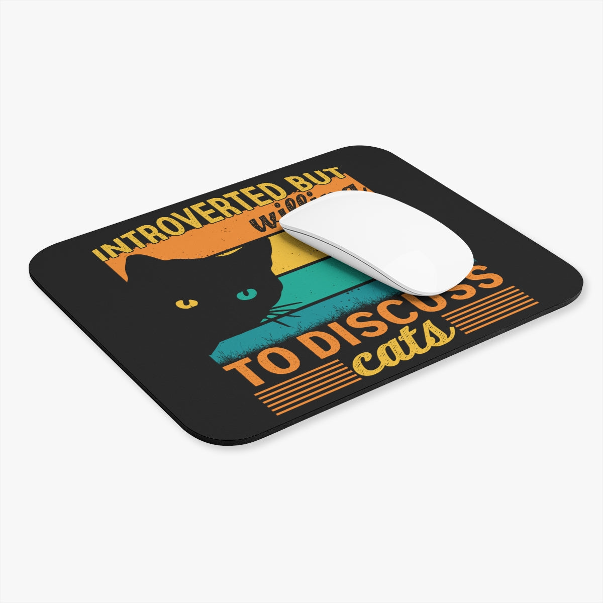 Introverted But Willing To Discuss Cats - Mouse Pad (Rectangle)