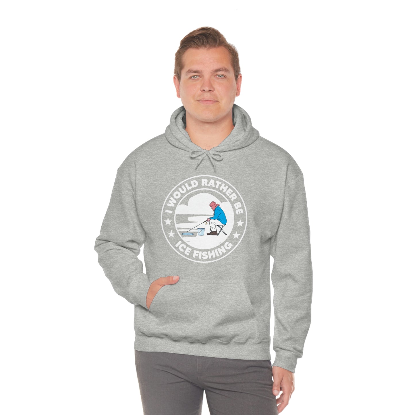 I Would Rather Be Ice Fishing - Unisex Heavy Blend™ Hooded Sweatshirt