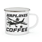 Airplanes And Coffee - Black - Enamel Camping Mug