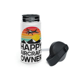 Happy Aircraft Owner - Retro - Stainless Steel Water Bottle, Standard Lid - 12 oz.