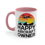 Happy Aircraft Owner - Retro - Accent Coffee Mug, 11oz