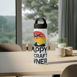 Happy Aircraft Owner - Retro - Stainless Steel Water Bottle, Handle Lid - 18 oz.