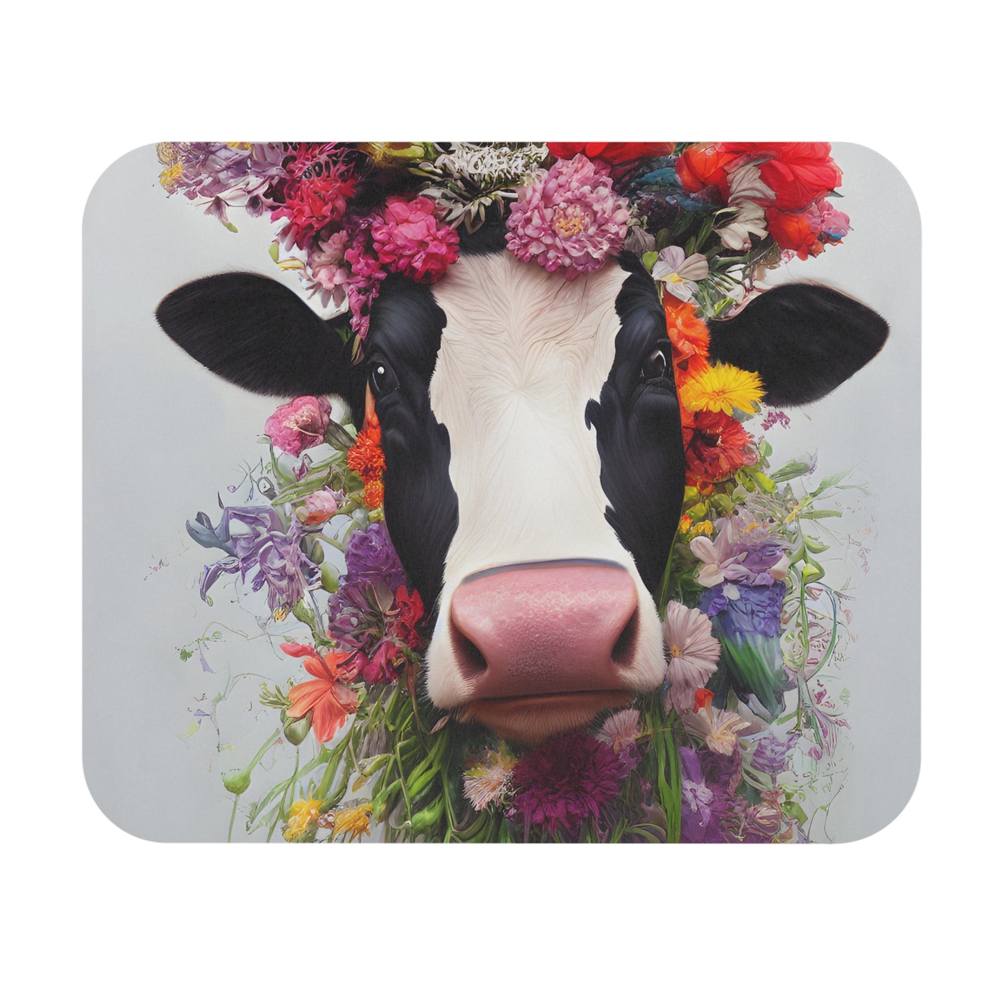 Cow - Floral - Mouse Pad (Rectangle)