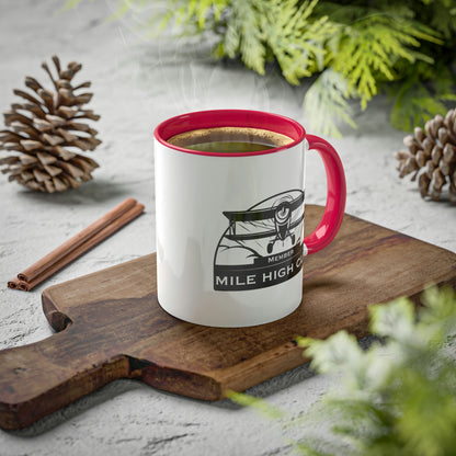 Mile High Club - Biplane - Black  - Colorful Mugs, 11oz