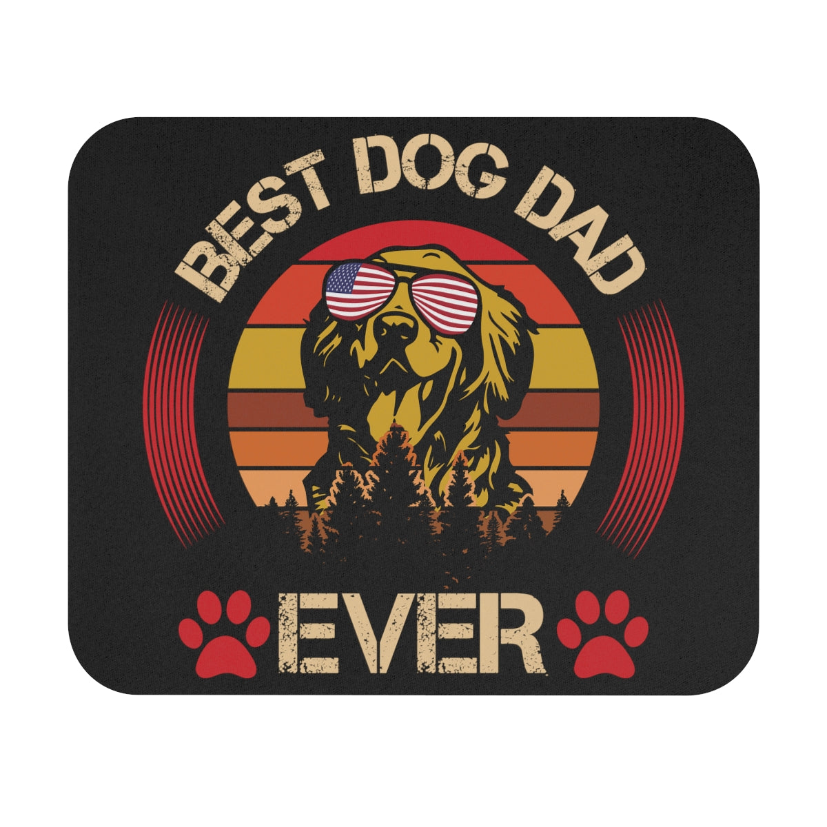 Best Dog Dad Ever - Retro - Mouse Pad (Rectangle)