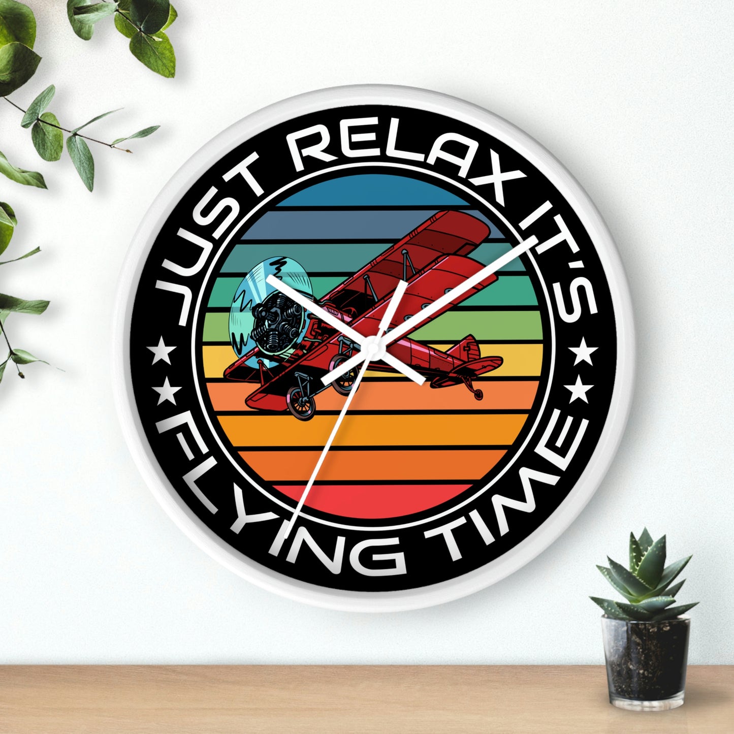 Just Relax - Flying Time - Biplane - Wall Clock