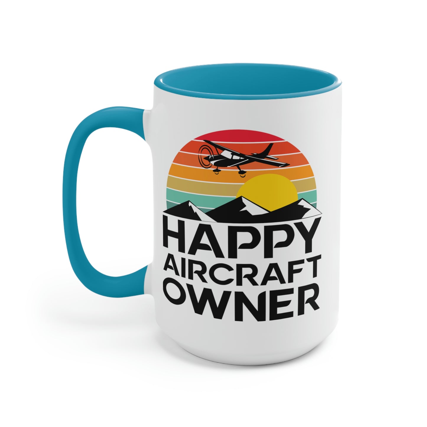 Happy Aircraft Owner - Retro - Two-Tone Coffee Mugs, 15oz