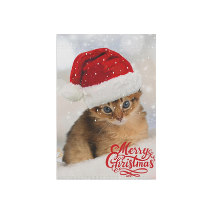 Cat - Santa Hat - 12" x 18" Garden Flag