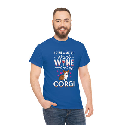 Drink Win And Pet Corgi - Unisex Heavy Cotton Tee