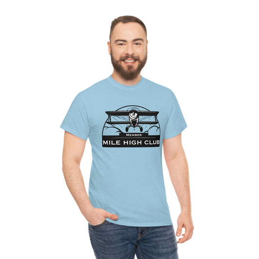 Mile High Club - Biplane - Black - Unisex Heavy Cotton Tee