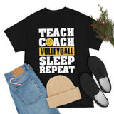 Teach - Coach - Volleyball - Sleep - Repeat - Unisex Heavy Cotton Tee