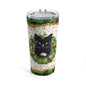 Black Cat - Christmas Wreath - Tumbler 20oz