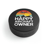 Happy Aircraft Owner - Retro - Hockey Puck