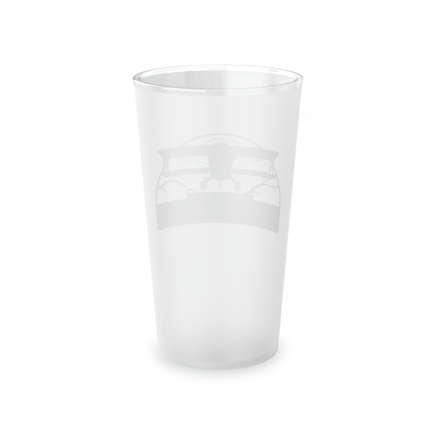 Mile High Club - Biplane - Black - Frosted Pint Glass, 16oz