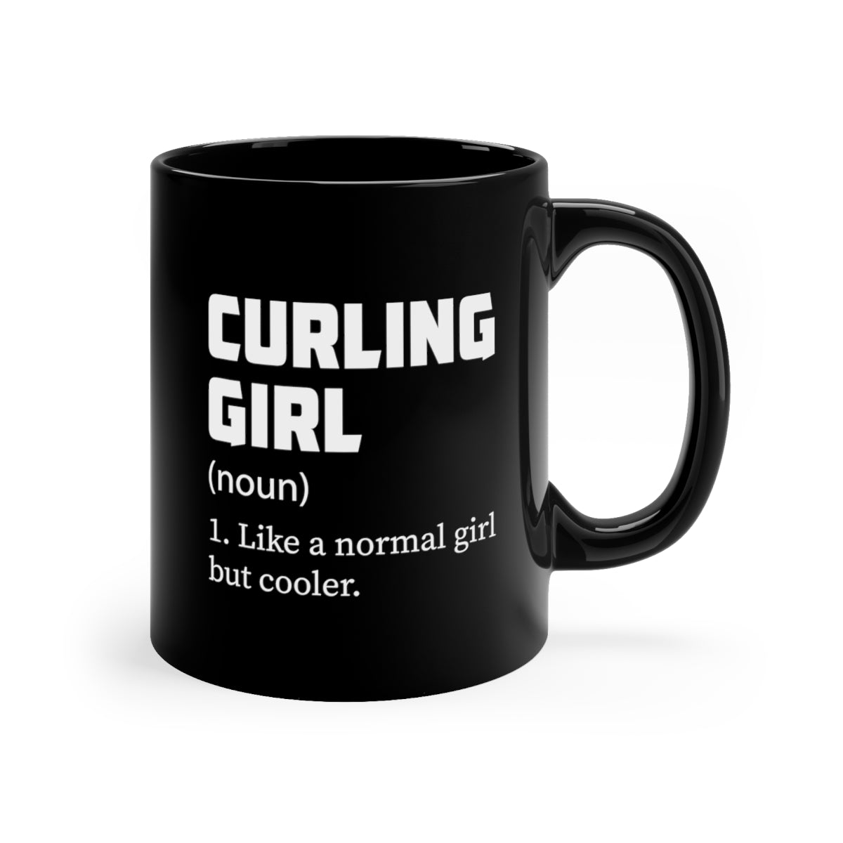 Curling Girl - 11oz Black Mug