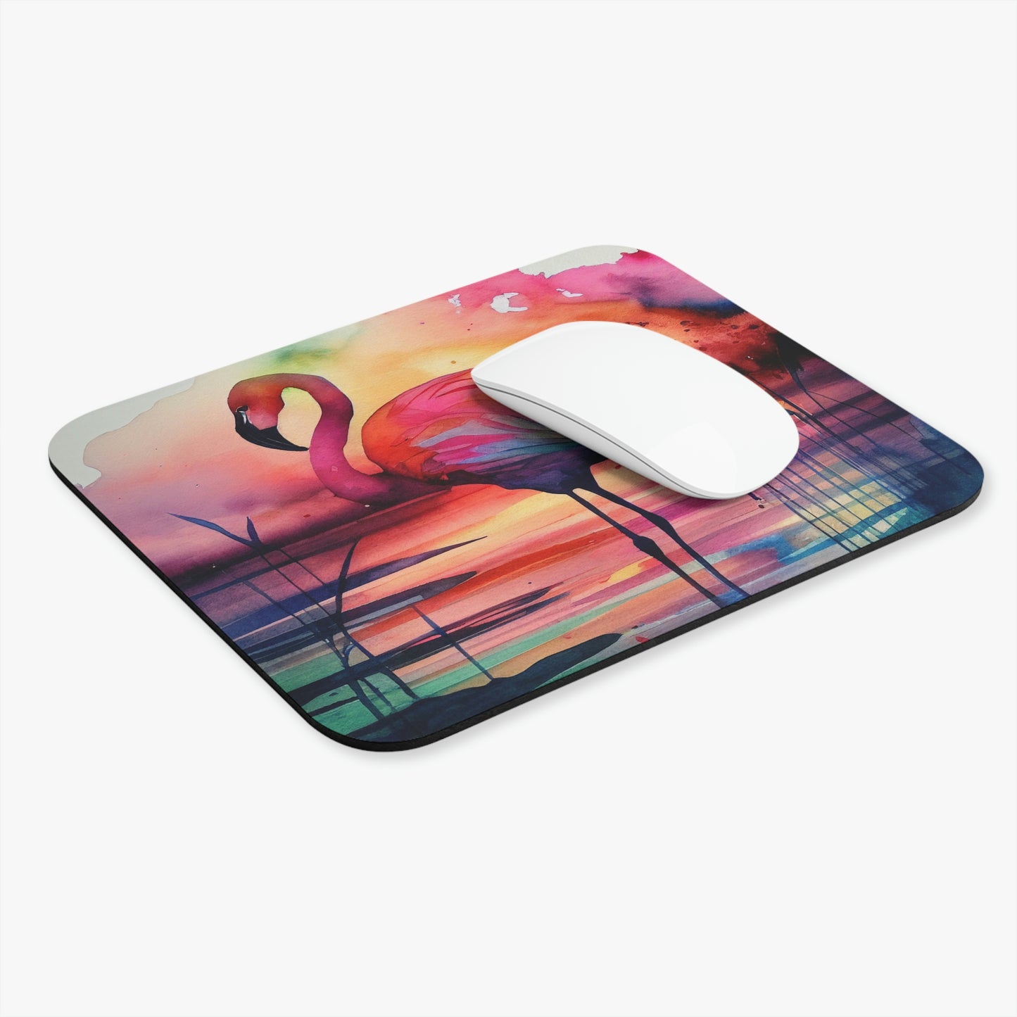 Flamingo - Watercolor - Mouse Pad (Rectangle)