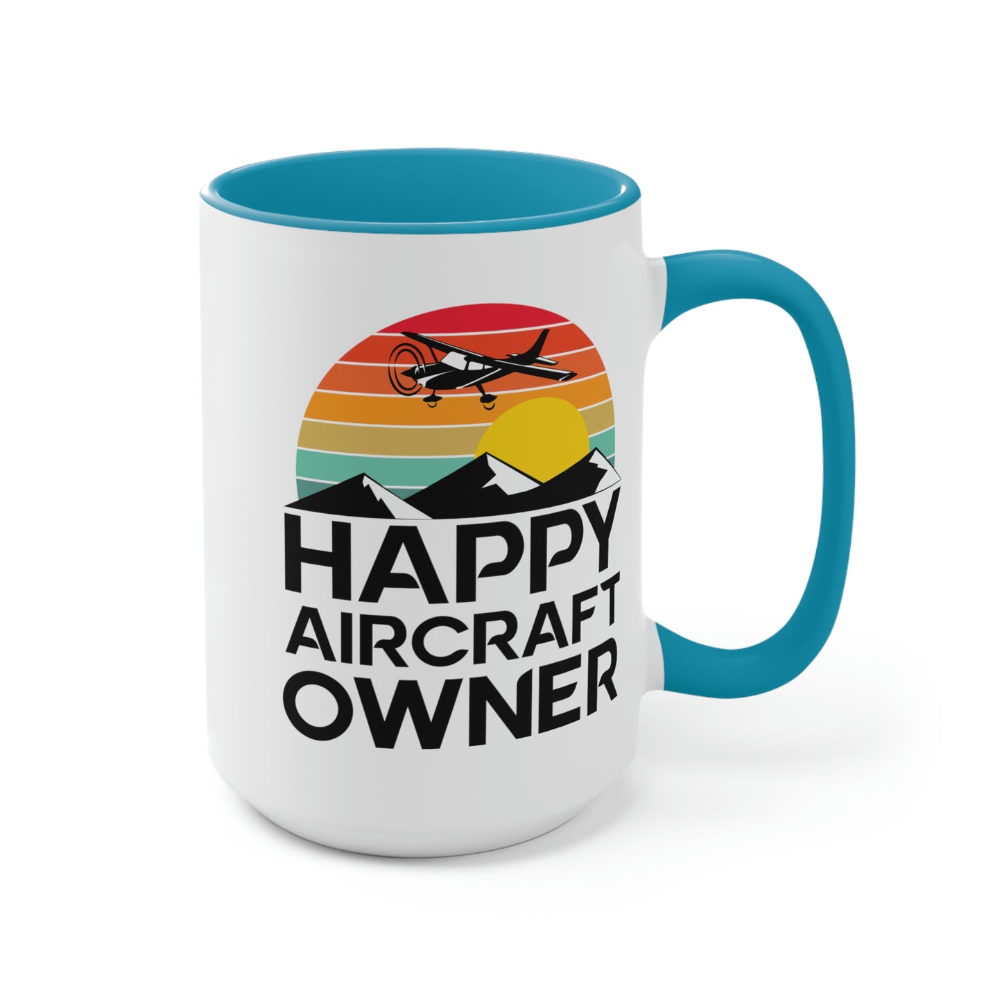 Happy Aircraft Owner - Retro - Two-Tone Coffee Mugs, 15oz