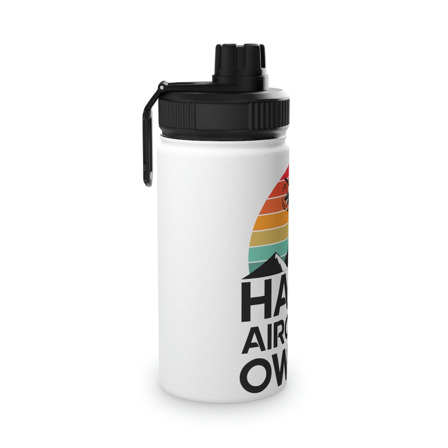 Happy Aircraft Owner - Retro - Stainless Steel Water Bottle, Sports Lid - 12 oz.