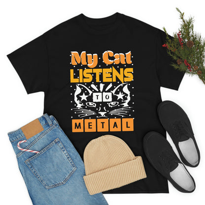 My Cat Listens To Metal - Unisex Heavy Cotton Tee