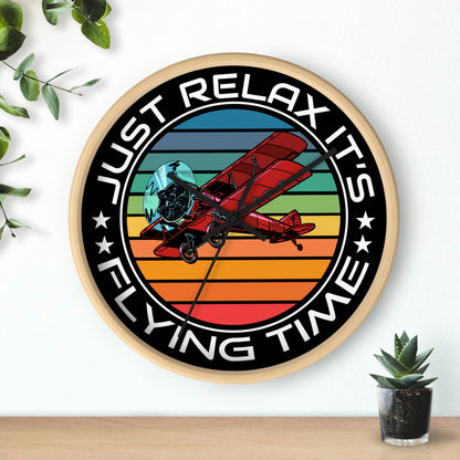 Just Relax - Flying Time - Biplane - Wall Clock