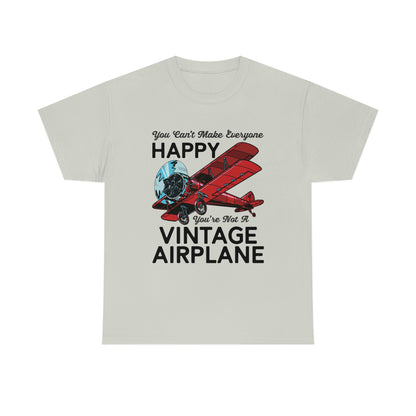 You Can't Make Everyone Happy - Biplane - Black - Unisex Heavy Cotton Tee