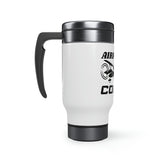 Airplanes And Coffee - Black - Stainless Steel Travel Mug with Handle, 14oz