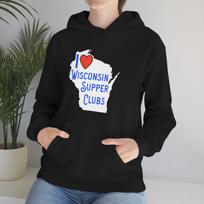 I Love Wisconsin Supper Clubs - Unisex Heavy Blend™ Hooded Sweatshirt