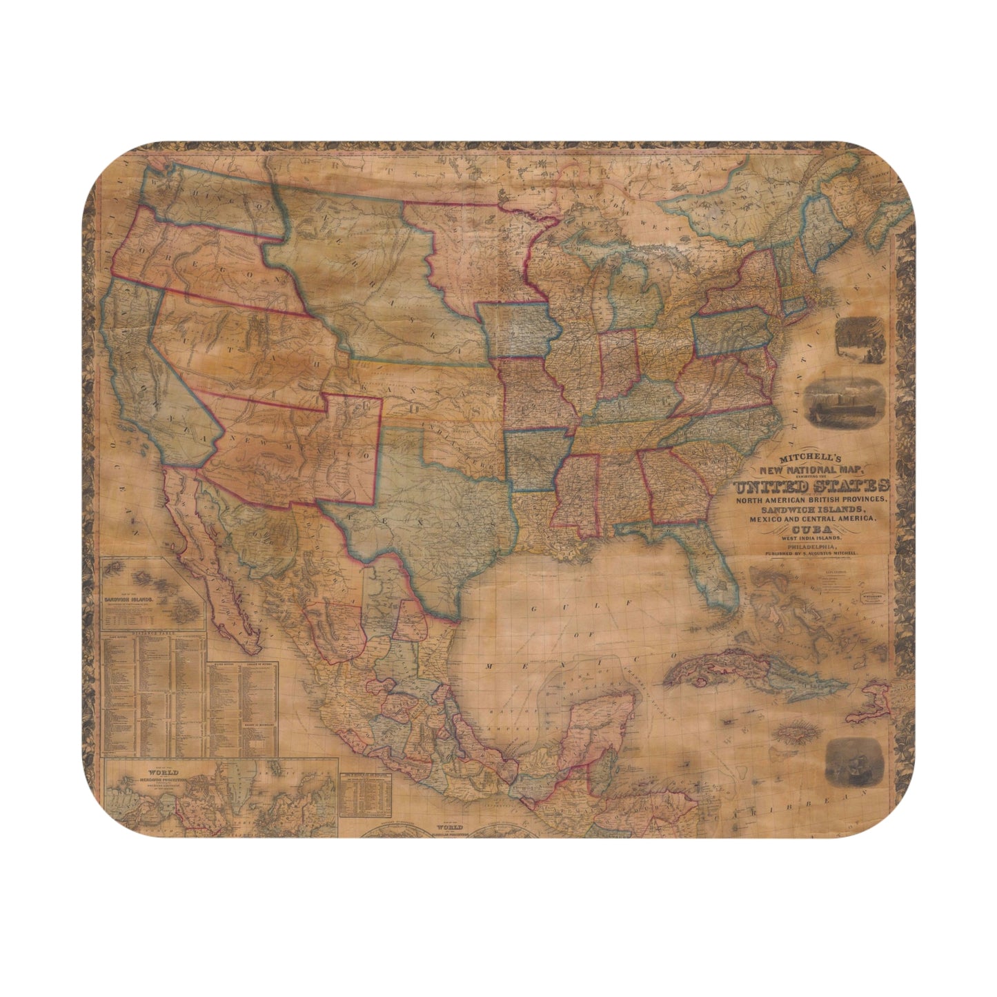 1856 Mitchel Map Of USA - Mouse Pad (Rectangle)