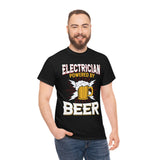 Electrician Powered By Beer - Unisex Heavy Cotton Tee