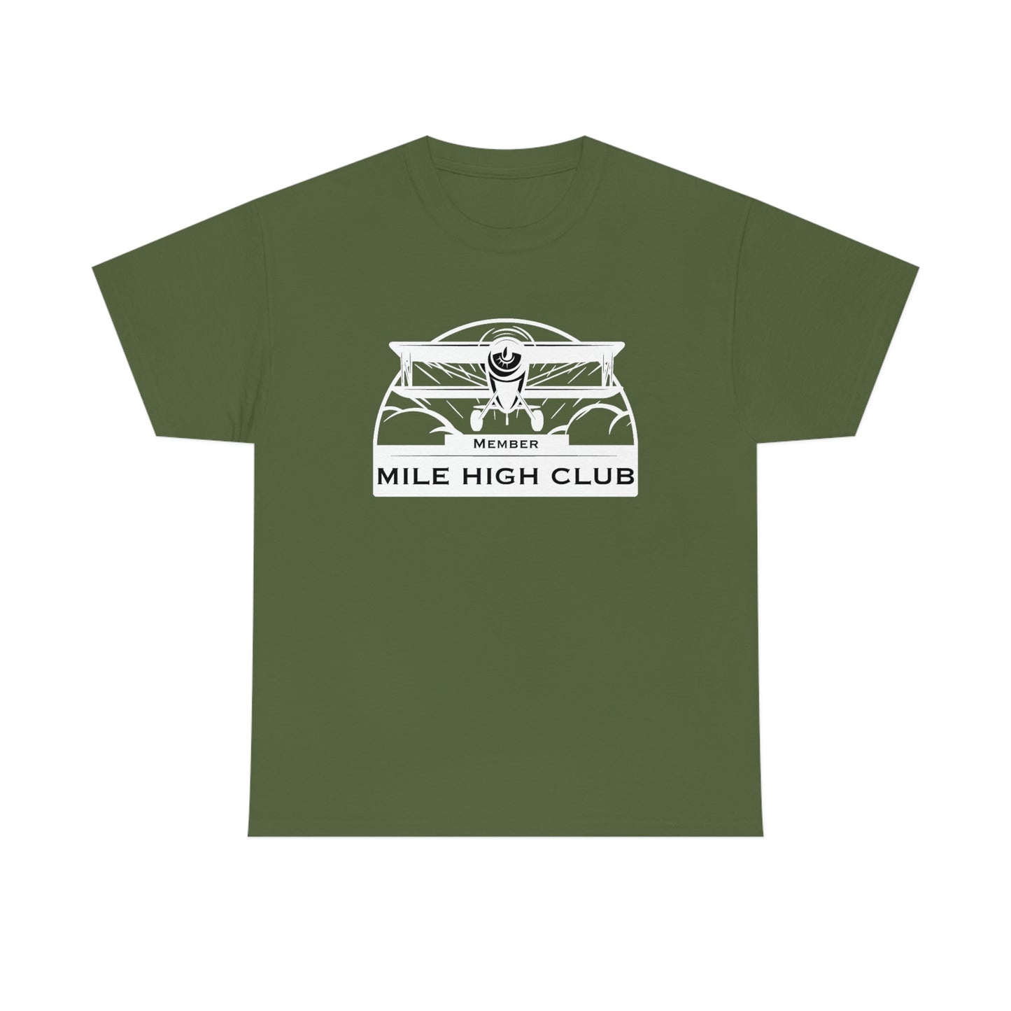 Mile High Club - Biplane - White - Unisex Heavy Cotton Tee