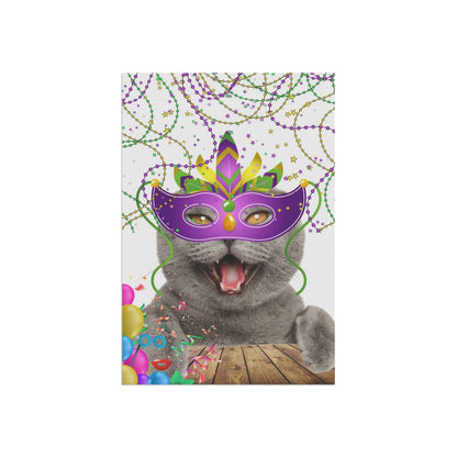 Cat - Mardi Gras - 12" x 18" Garden Flag