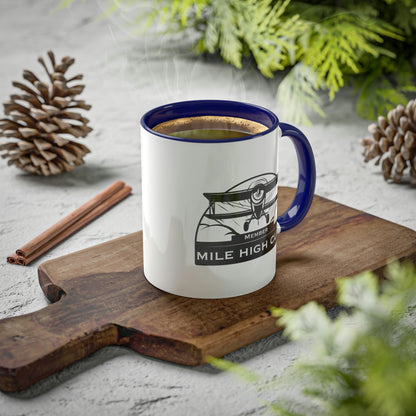 Mile High Club - Biplane - Black  - Colorful Mugs, 11oz