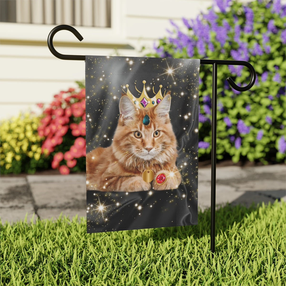 Cat - Crown & Jewels - 12" x 18" Garden Flag