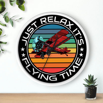 Just Relax - Flying Time - Biplane - Wall Clock