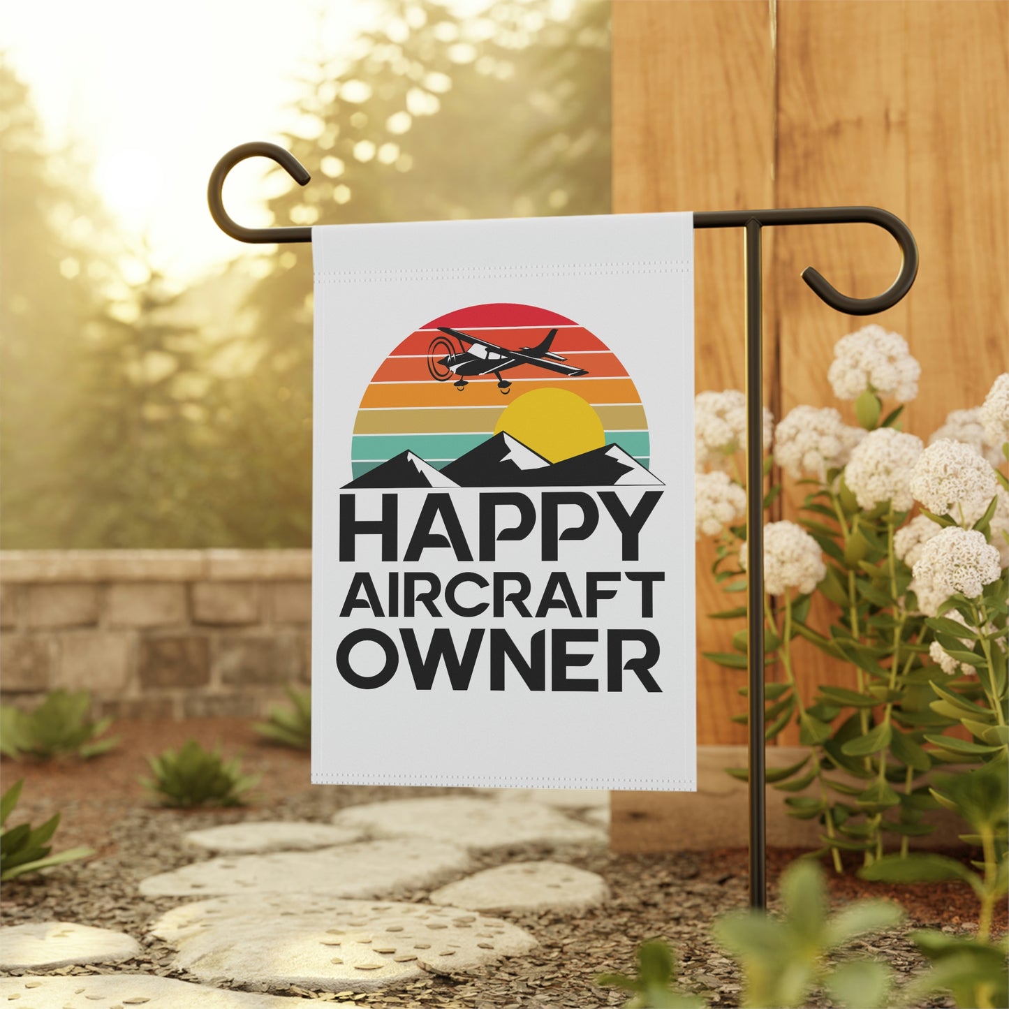 Happy Aircraft Owner - Retro - 12" x 18" Garden Flag