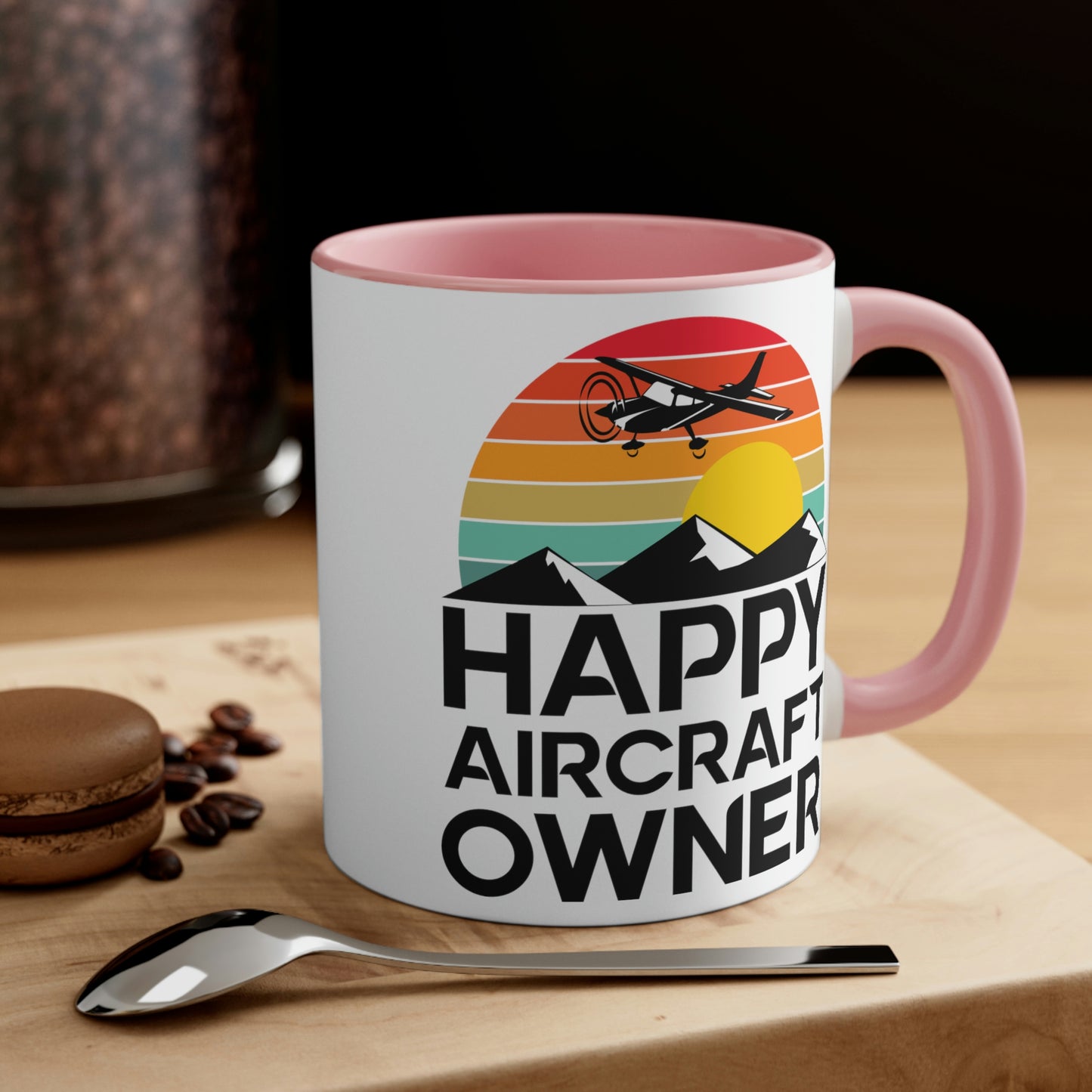 Happy Aircraft Owner - Retro - Accent Coffee Mug, 11oz