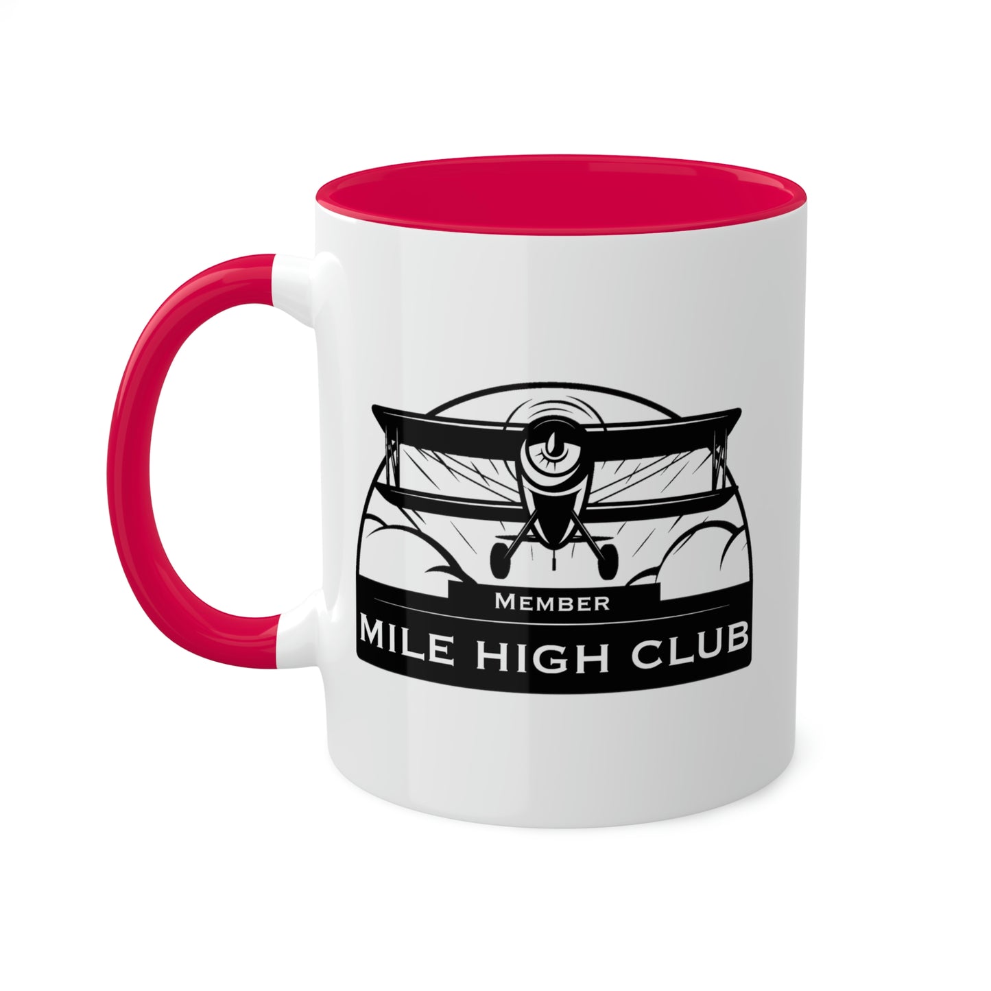 Mile High Club - Biplane - Black  - Colorful Mugs, 11oz