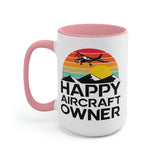 Happy Aircraft Owner - Retro - Two-Tone Coffee Mugs, 15oz