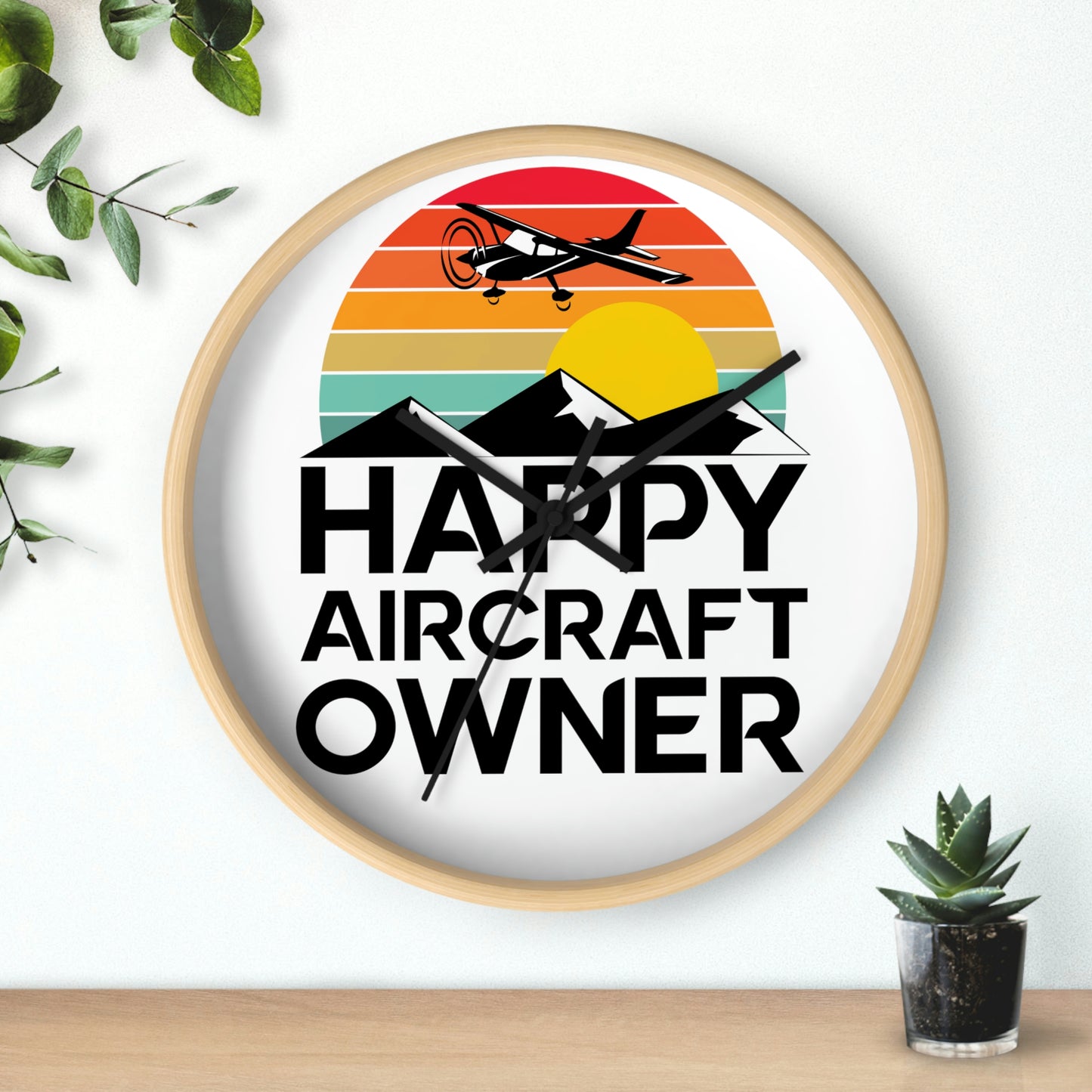 Happy Aircraft Owner - Retro - Circle - Wall Clock