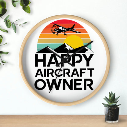 Happy Aircraft Owner - Retro - Circle - Wall Clock