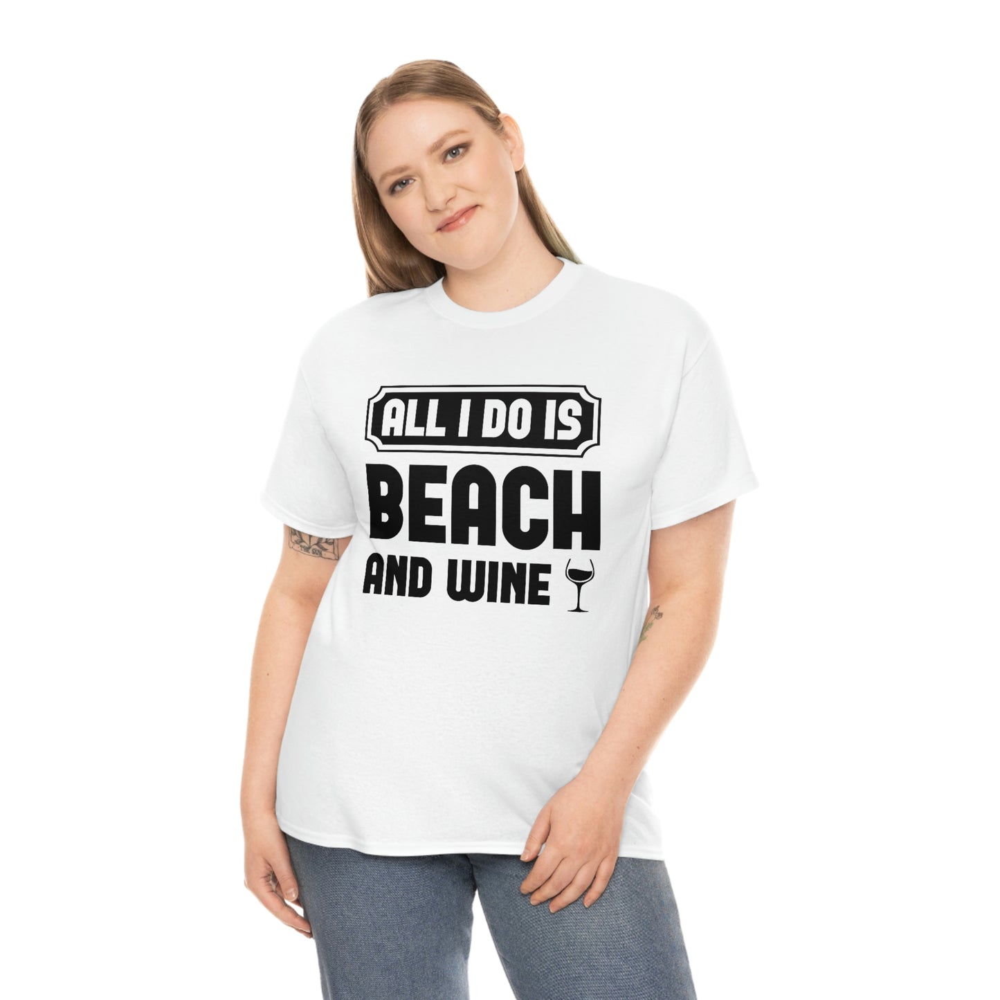 All I Do Is Beach And Wine - Black - Unisex Heavy Cotton Tee