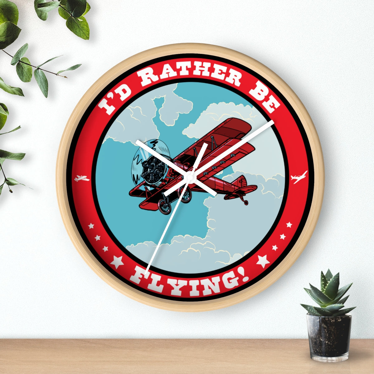 I'd Rather Be Flying - Circle - Wall Clock