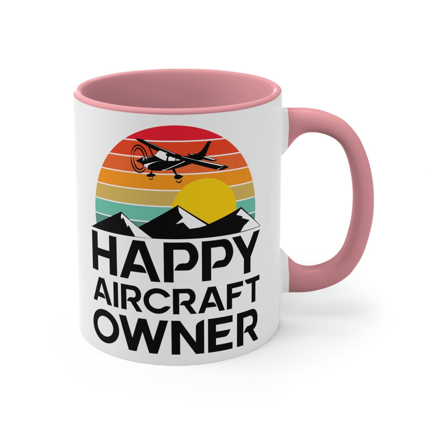 Happy Aircraft Owner - Retro - Accent Coffee Mug, 11oz