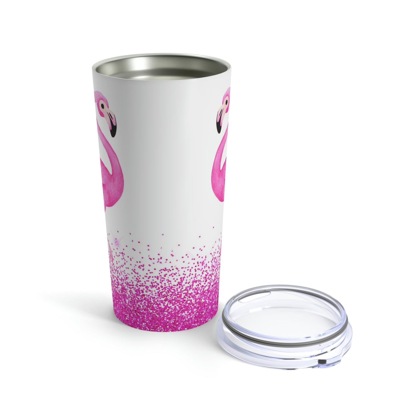 Two Flamingos - Pink Glitter - Tumbler 20oz