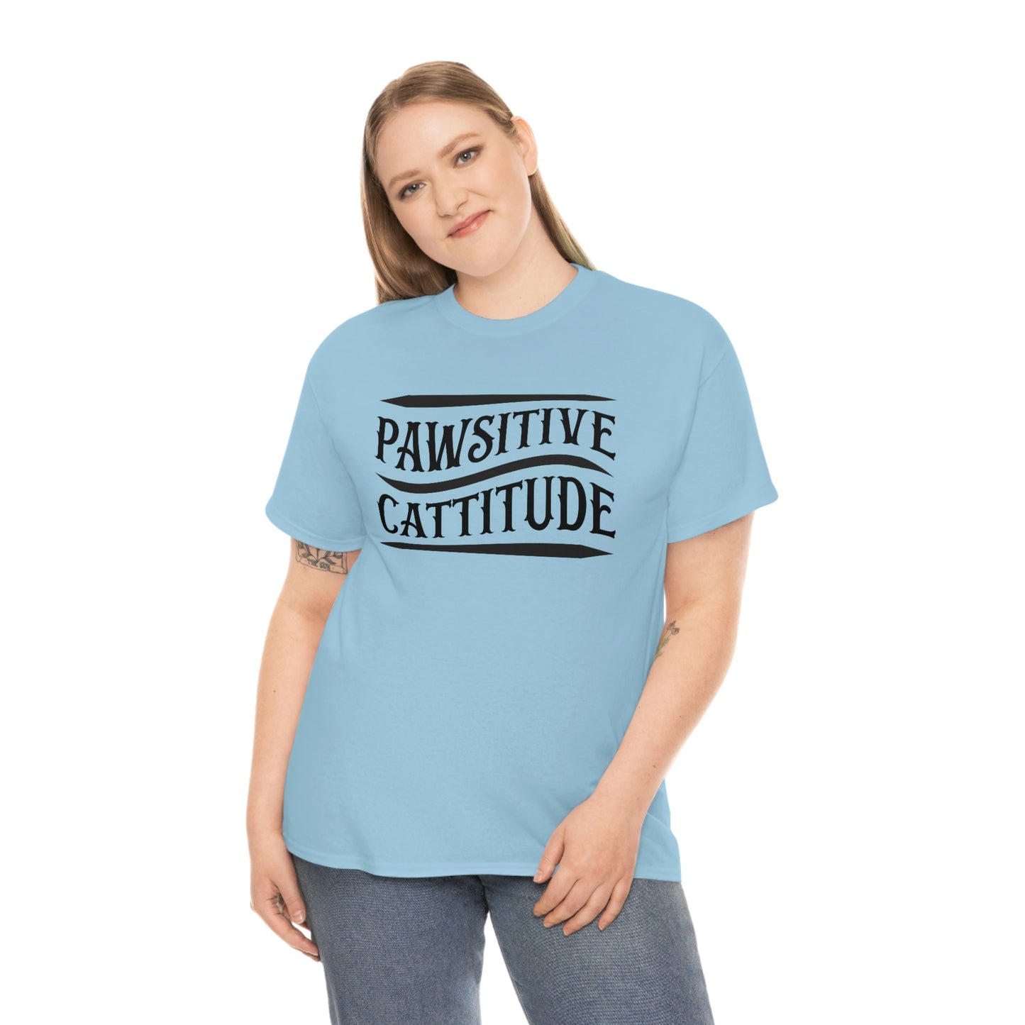 Pawsitive Cattitude - Unisex Heavy Cotton Tee