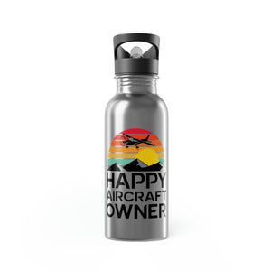Happy Aircraft Owner - Retro - Stainless Steel Water Bottle With Straw, 20oz